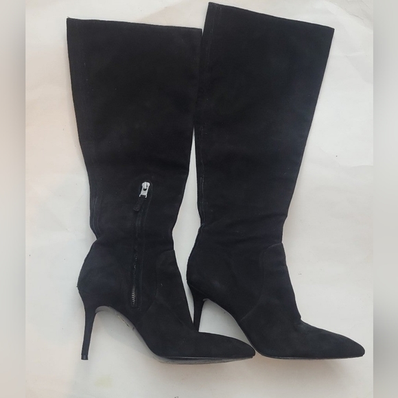 Brian Atwood women´s boots black suede heels knee high...